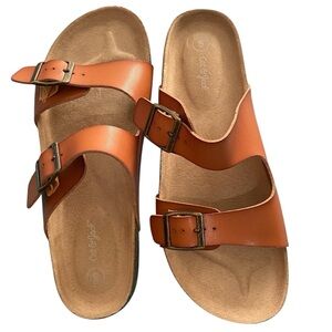 Cat & Jack Cognac Two Strap Slides Sandals